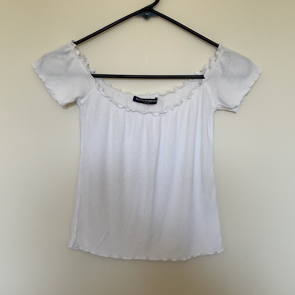 Brandy Melville Ribbed White Top